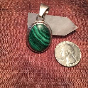 Malachite Set In Sterling Silver Pendant
